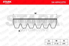 STARK RECAMBIOS SK6PK2270 - STARK SK-6PK2270 Correa trapecial poli V